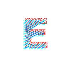 letter E  textured curved lines with patterned appearance