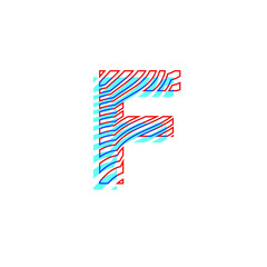 letter F  textured curved lines with patterned appearance