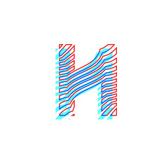 letter H  textured curved lines with patterned appearance