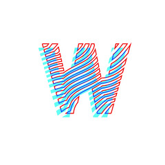 letter W  textured curved lines with patterned appearance