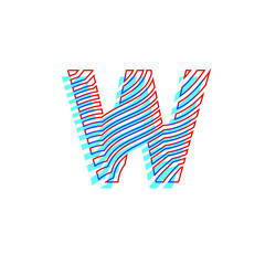 Obraz premium letter W textured curved lines with patterned appearance