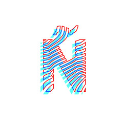 letter Ñ  textured curved lines with patterned appearance