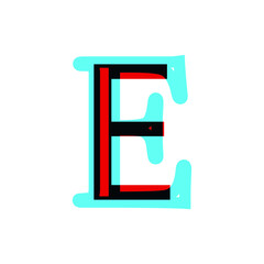 capital letter E vector 3d stereoscopic stereo. sharp symbol in music