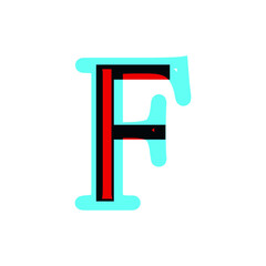 capital letter F vector 3d stereoscopic stereo. sharp symbol in music