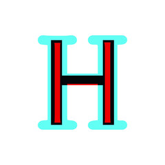capital letter H vector 3d stereoscopic stereo. sharp symbol in music