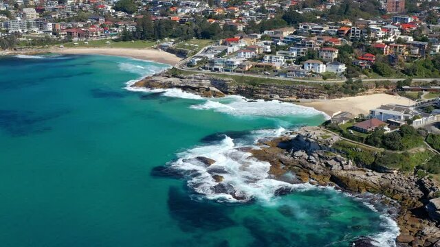 Tamarama And Bronte Beaches At Eastern Suburbs, Sydney, New South Wales, Australia. - Aerial Drone Shot