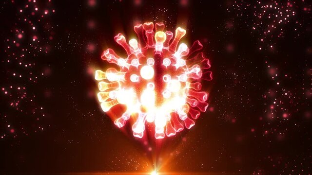 Holographic coronavirus COVID-19 rotating in virtual space