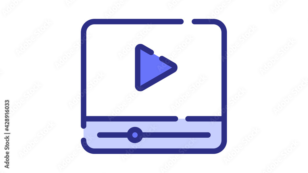 Poster video multimedia streaming movie single isolated icon with dash or dashed line style