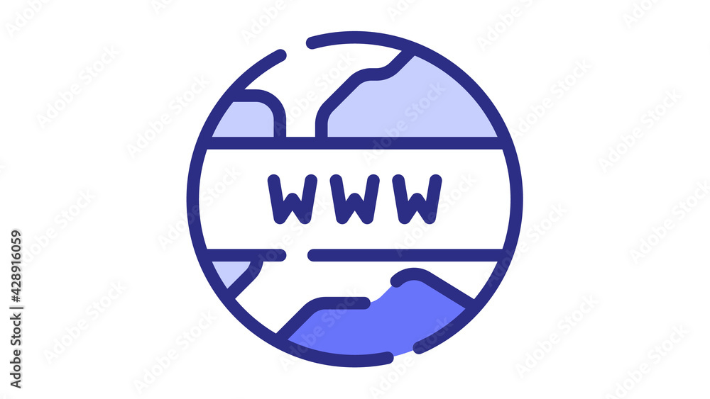 Aufkleber word wide web internet seo single isolated icon with dash or dashed line style