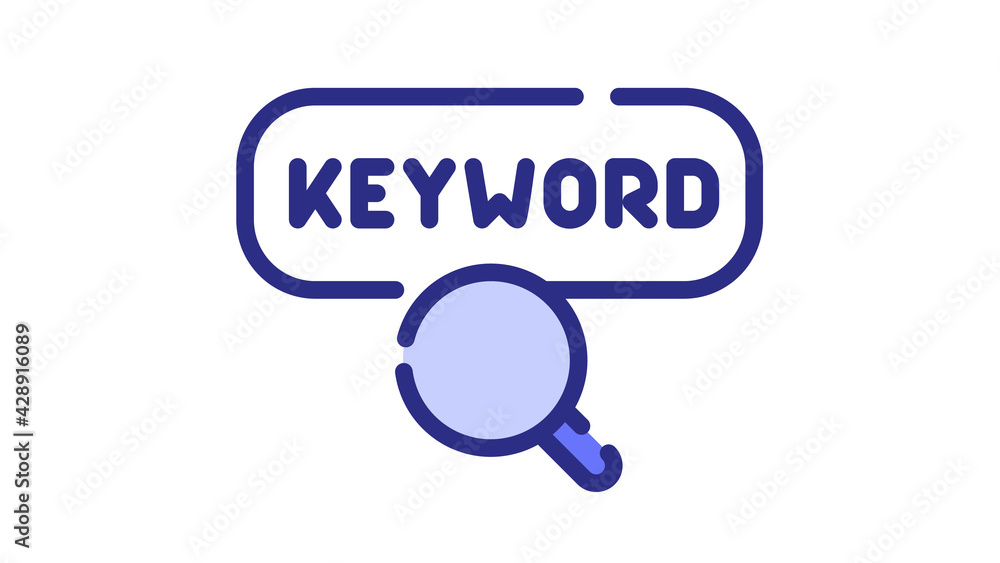 Poster keyword find search seo single isolated icon with dash or dashed line style