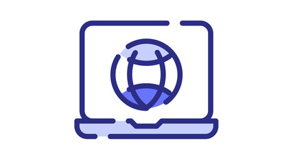 browsing laptop internet web single isolated icon with dash or dashed line style
