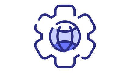 development cogwheel seo internet single isolated icon with dash or dashed line style