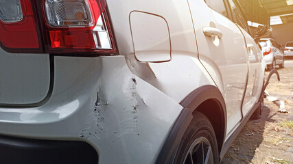 Fototapeta premium Damaged bumpers from car accident