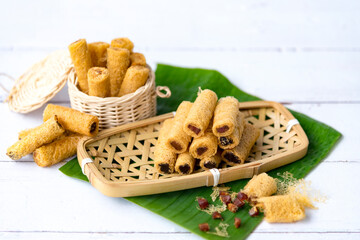 Khanom La is folk in the south kinds of sweets use in ten month festival in Thailand.selective focus