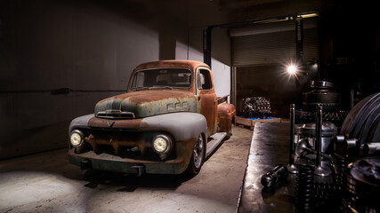 old truck in shop waiting for restoration © mark