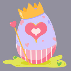 queen of hearts Easter eggs. Easter illustration vector