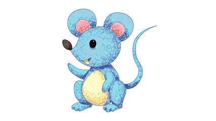 Cartoon Mouse Rat Drawing. cute animal oil pastel drawing crayon doodle for children book illustration, poster, or wall painting.