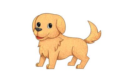 Cartoon Dog Drawing. cute animal oil pastel drawing crayon doodle for children book illustration, poster, or wall painting.