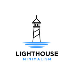 vintage premium minimalism lighthouse vector line logo design
