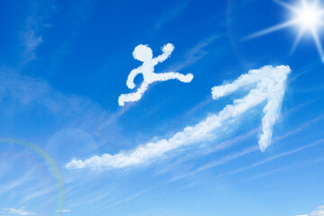 Fototapeta 青空にジャンプする人の形をした雲
人が飛躍するイメージ obraz