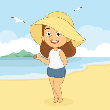Woman go to travel in summer holiday,Holiday in a beach