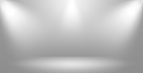 Empty dark gray room with gradient gray abstract background and decorated with spotlights for...