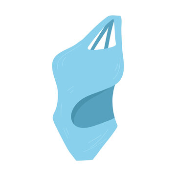 blue one-shoulder swimsuit isolated clip art preview