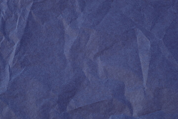 Blue color creased paper tissue background texture, wrinkled tissue textured paper.