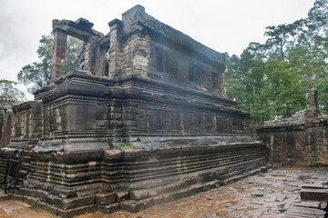  Bayon the central temple of Angkor Thom, late 12th century. It rains in the rainy season. (Cambodia, 04.10. 2019)