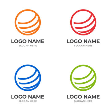 globe logo concept with flat colorful style
