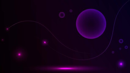 Dark Futuristic Background With Glowing Lines And Neon Circles. Good For Banner, Landing Page, Cover Or Wallpaper.