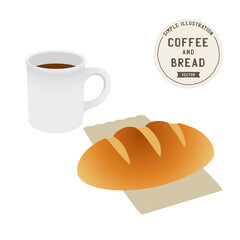 Simple vector illustration of coffee and bread.
