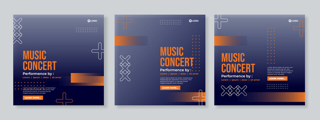 Music banner for social media post template vector