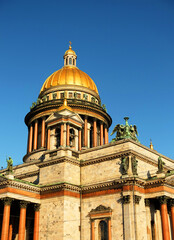 Fototapeta na wymiar St Isaac's Cathedral (Isaakievskiy Sobor) in Saint Petersburg, Russia. It is a landmark of Petersburg.