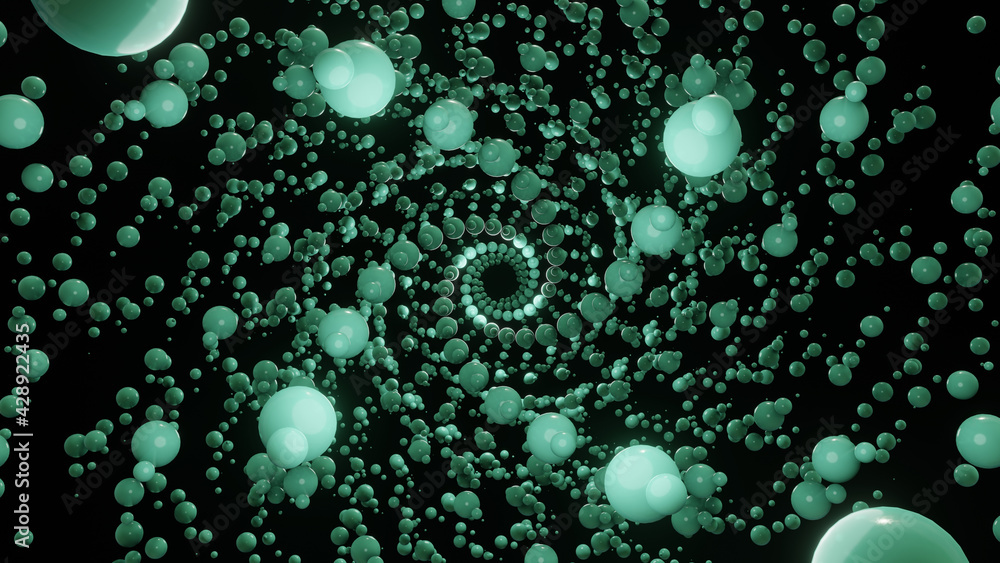 Fototapete abstract seamless loop of 3d renders circles structure. green neon circles abstract futuristic hi-te