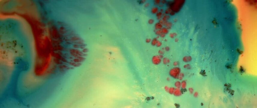 Macro Textures with Vibrant Neon Color Palette. Abstract Background Made with Oil Mixed with Green and Red Dye, Ink, and Paint.