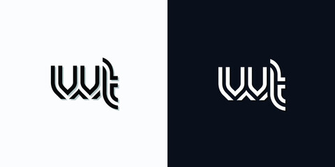 Modern Abstract Initial letter WT logo. This icon incorporates two abstract typefaces in a creative way. It will be suitable for which company or brand name starts those initial.