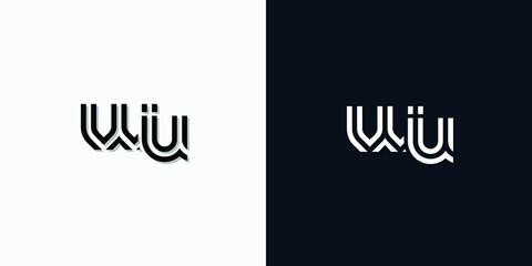 Modern Abstract Initial letter WU logo. This icon incorporates two abstract typefaces in a creative way. It will be suitable for which company or brand name starts those initial.