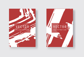 White ink brush stroke on red background. Japanese style.