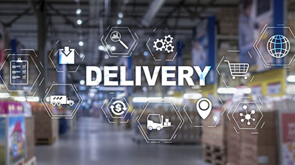 Delivery Concept On Blurred stores and warehouses
