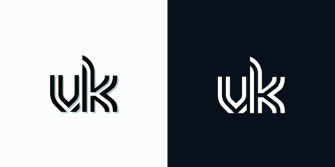 Modern Abstract Initial letter VK logo. This icon incorporates two abstract typefaces in a creative way. It will be suitable for which company or brand name starts those initial.