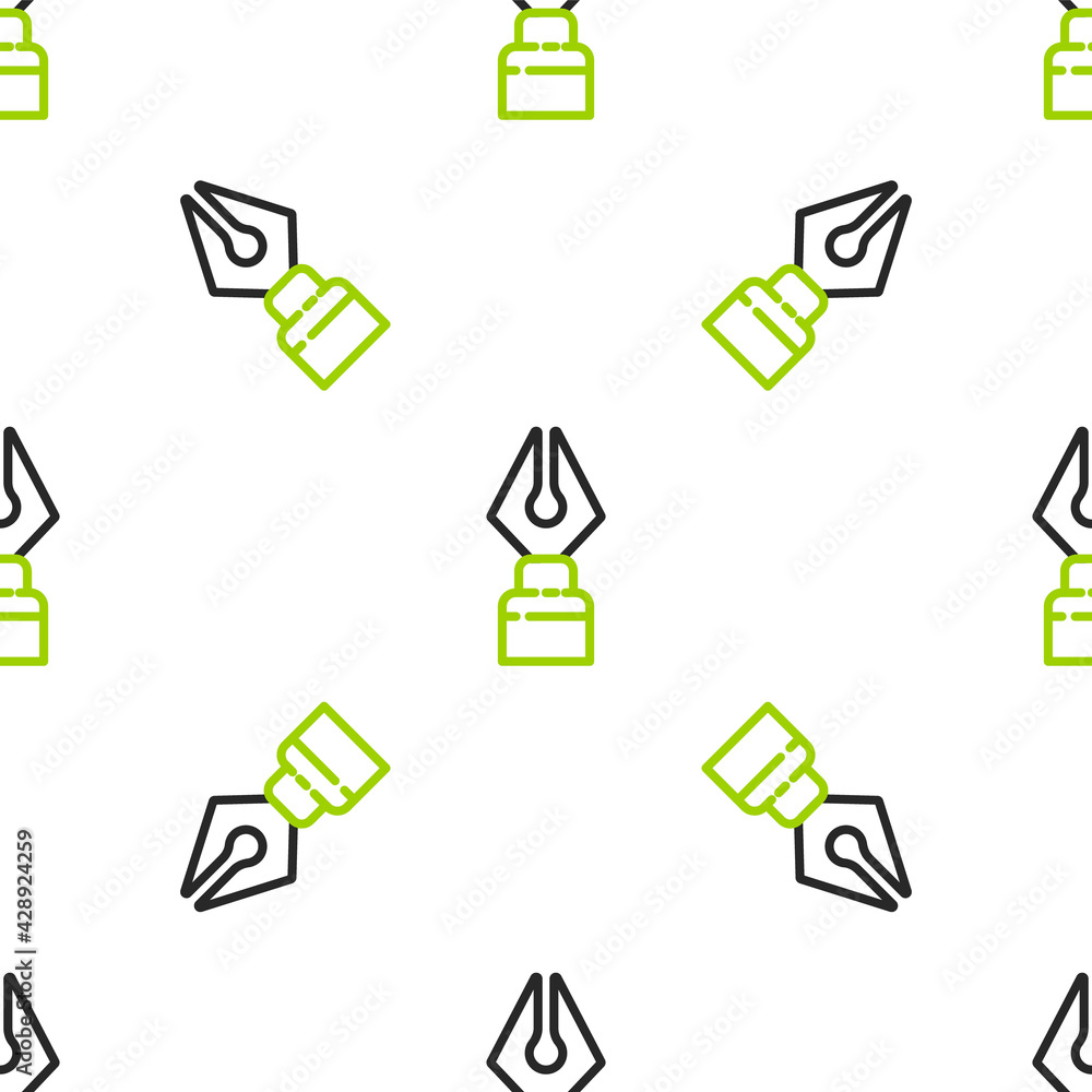 Poster line fountain pen nib icon isolated seamless pattern on white background. pen tool sign. vector illu