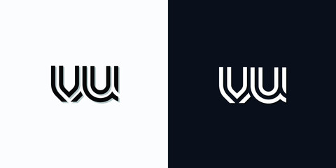 Modern Abstract Initial letter VU logo. This icon incorporates two abstract typefaces in a creative way. It will be suitable for which company or brand name starts those initial.