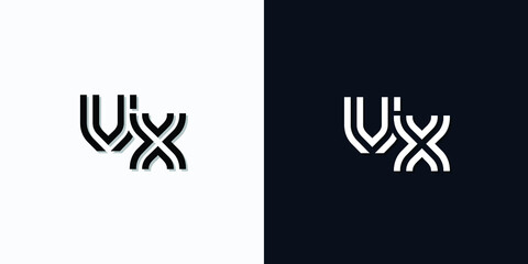 Modern Abstract Initial letter VX logo. This icon incorporates two abstract typefaces in a creative way. It will be suitable for which company or brand name starts those initial.