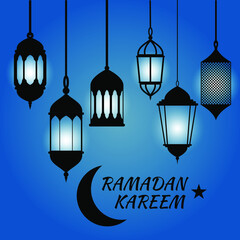  Ramadan Kareem in Arabic Template Design. Vector illustration for greeting card poster and banner.