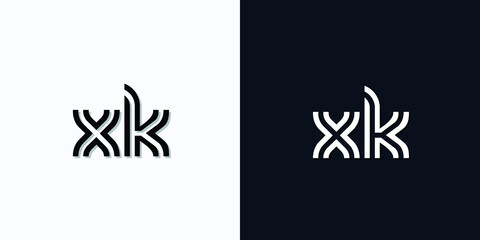 Modern Abstract Initial letter XK logo. This icon incorporates two abstract typefaces in a creative way. It will be suitable for which company or brand name starts those initial.