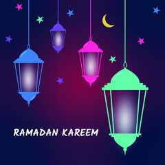  Ramadan Kareem in Arabic Template Design. Vector illustration for greeting card poster and banner.