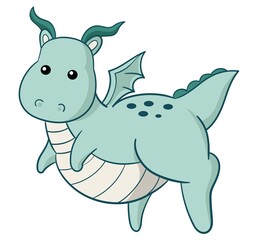 Chubby cute dragon cartoon vector