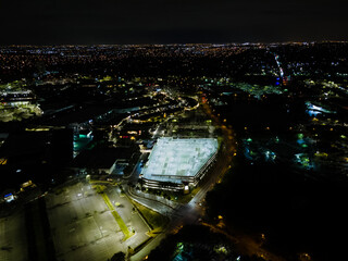 Beautiful aerial view of a huge empty parking lot of a huge mall in Florida 