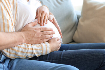 Beautiful pregnant couple at home